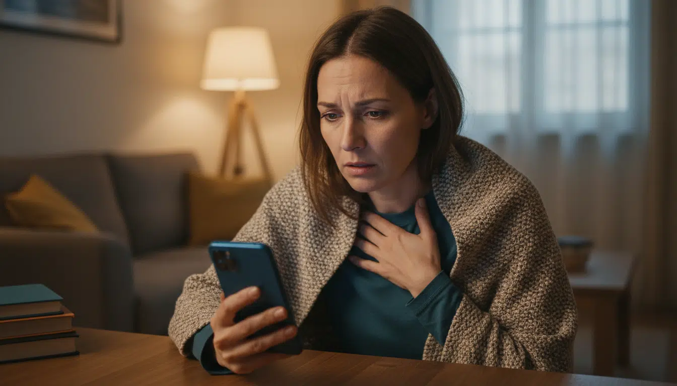 Mère inquiète attendant des nouvelles de son fils