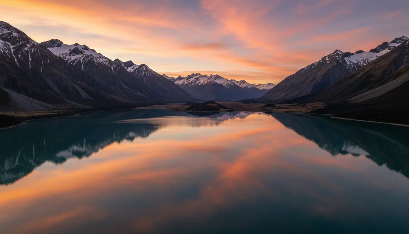 Vue aérienne du lac Dunstan en Nouvelle-Zélande