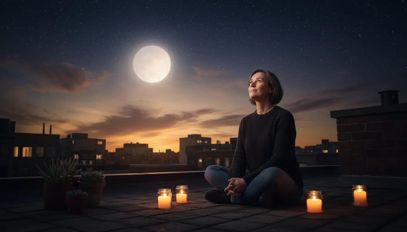 Personne contemplant un ciel étoilé au crépuscule