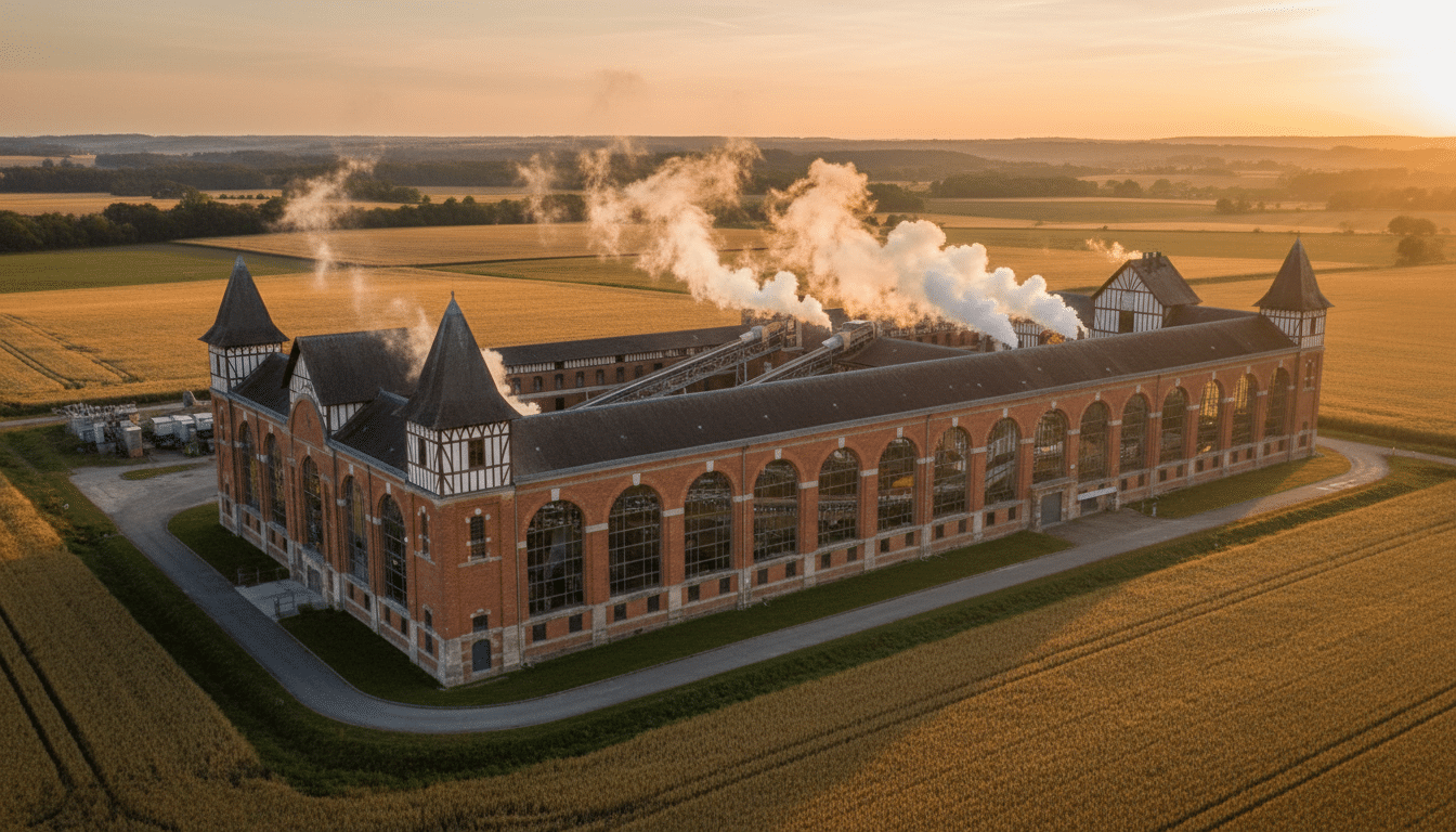 Usine de production de Nutella en Normandie vue de loin