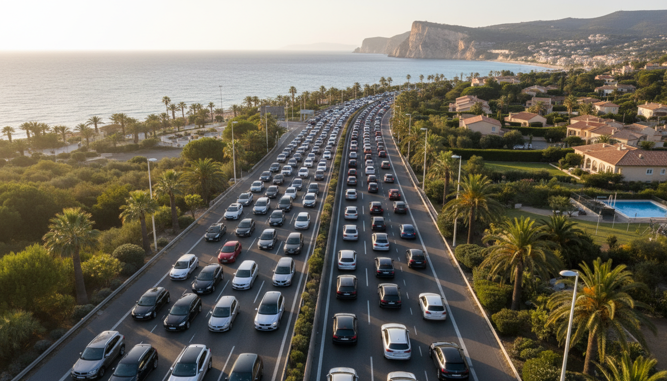 Embouteillage sur une autoroute méditerranéenne en France