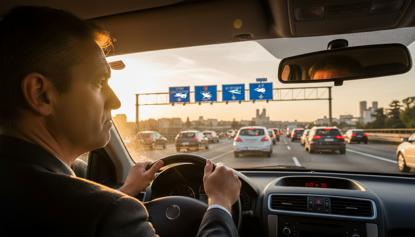 Conducteur impatient dans les bouchons près de Lyon