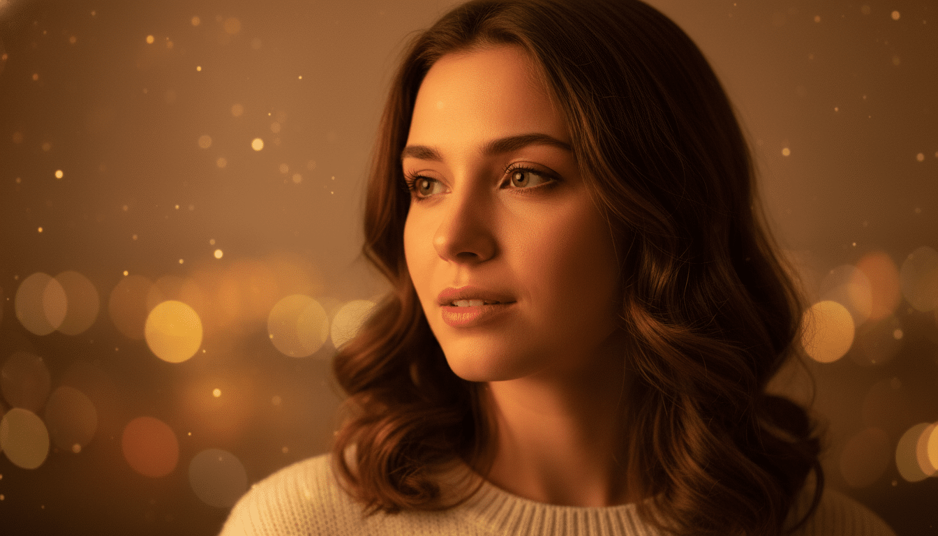 Femme songeuse éclairée à la lumière des bougies