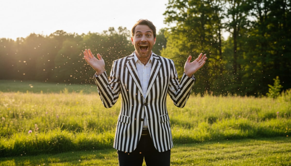 Veste rayée repoussant des mouches en plein air