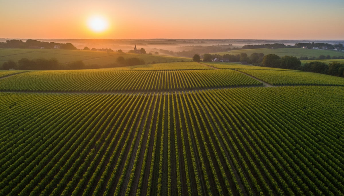 Vignes de Champagne au lever du soleil