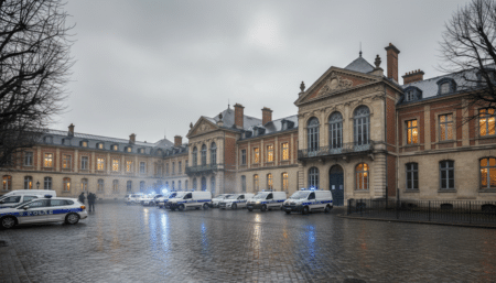 Véhicules de police devant un hôpital français