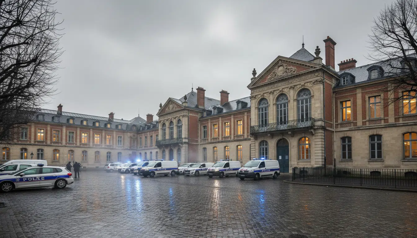 Véhicules de police devant un hôpital français