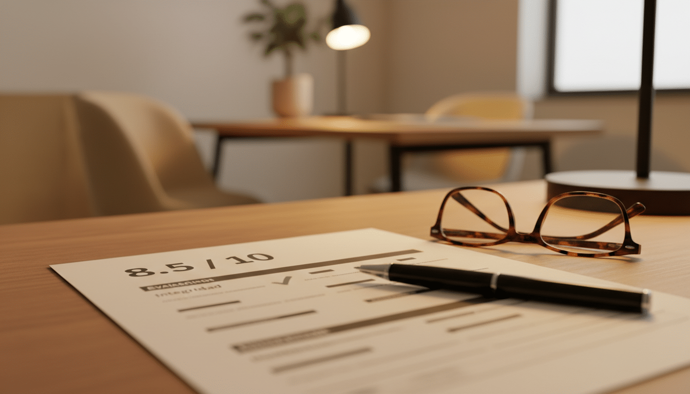 Fiche d'évaluation de performance avec note d'intégrité