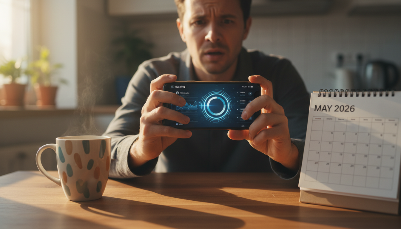 Personne consultant son application bancaire sur smartphone en mai 2026