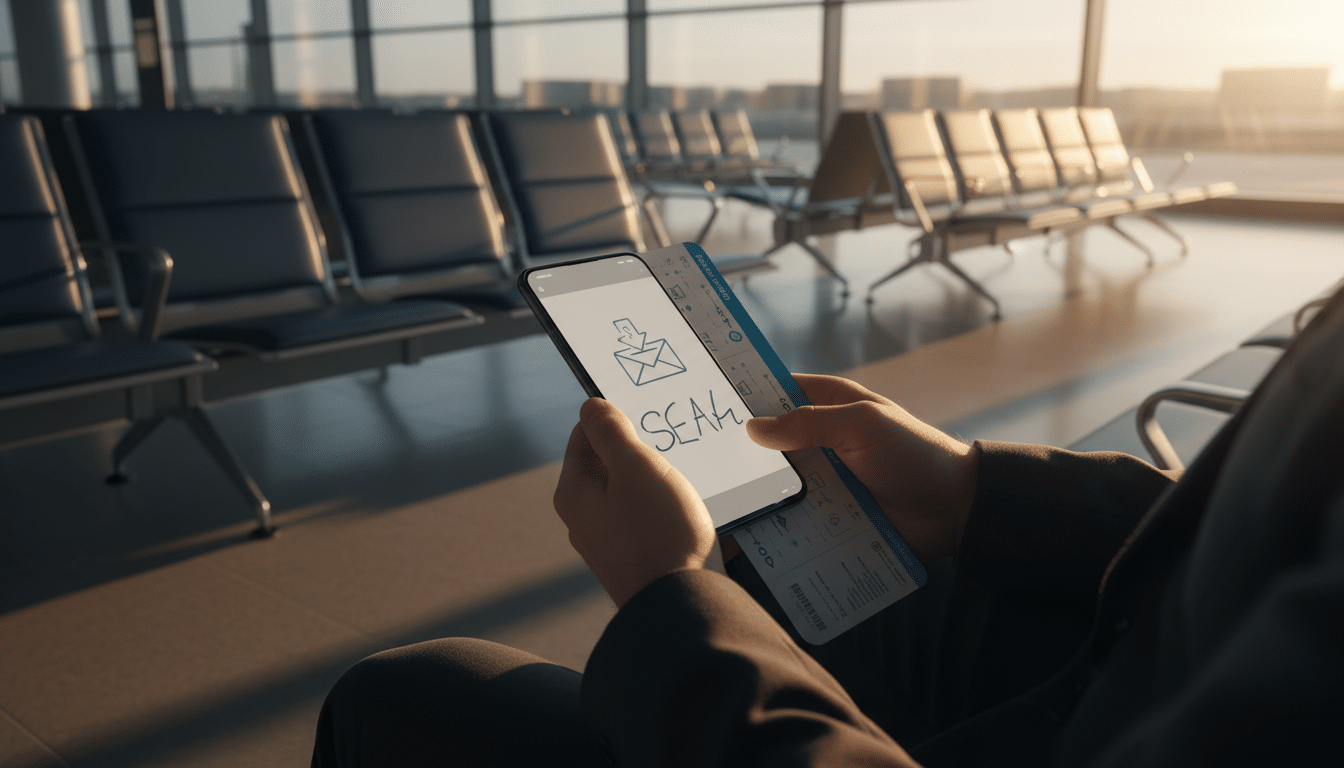 Passager tenant un billet d'avion et demandant un remboursement