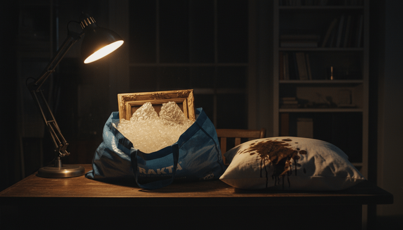 Sac Ikea bleu contenant le tableau de Van Gogh volé