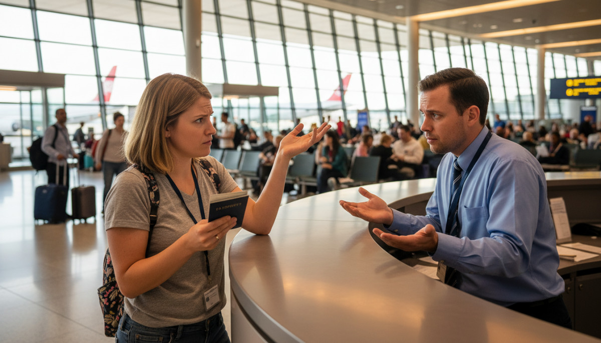 Voyageur sourd face à une barrière de communication