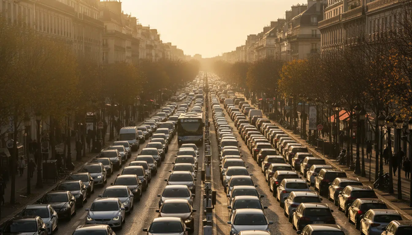 Embouteillages sur un boulevard parisien aux heures de pointe