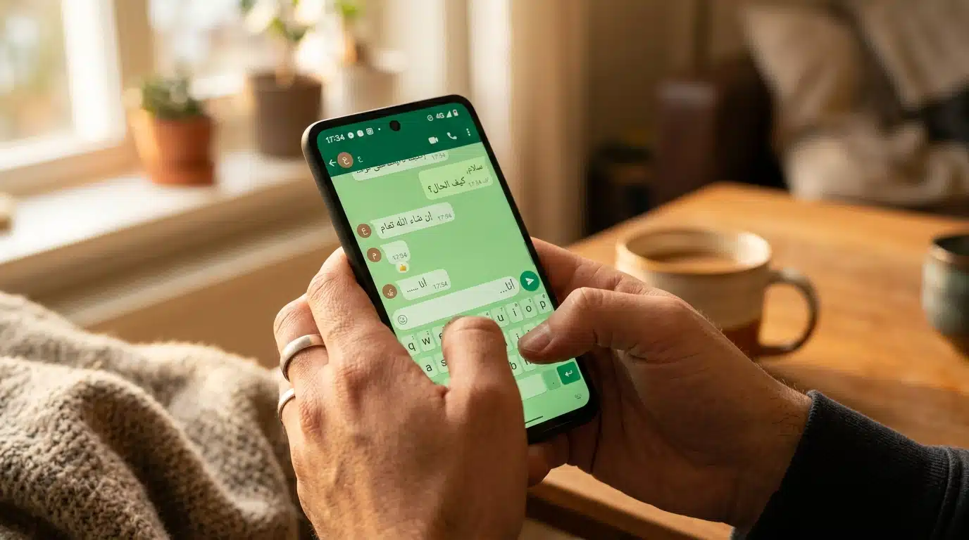 Smartphone Android affichant l'application WhatsApp