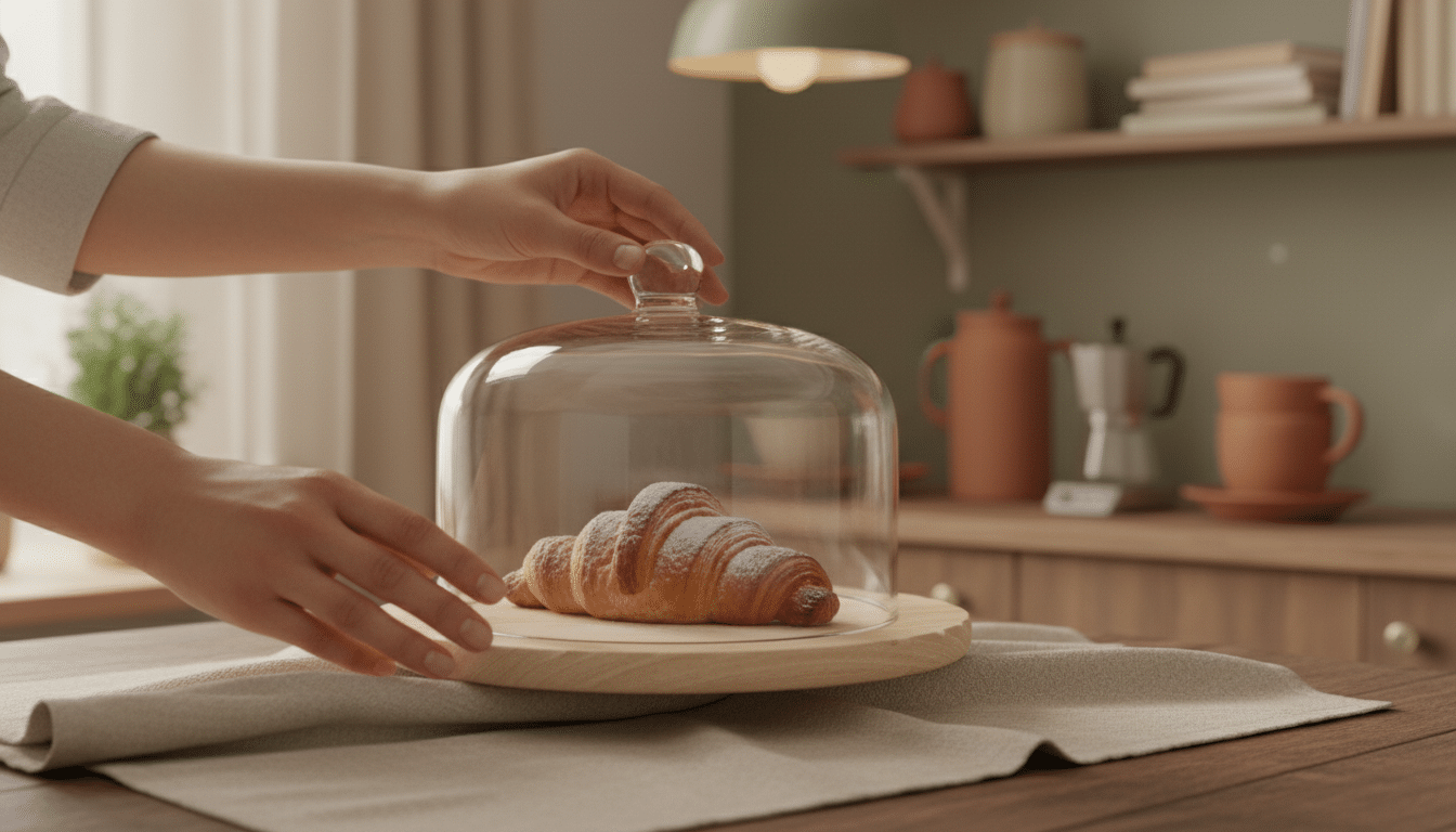 Cloche en verre posée sur un plat en bois Zara Home