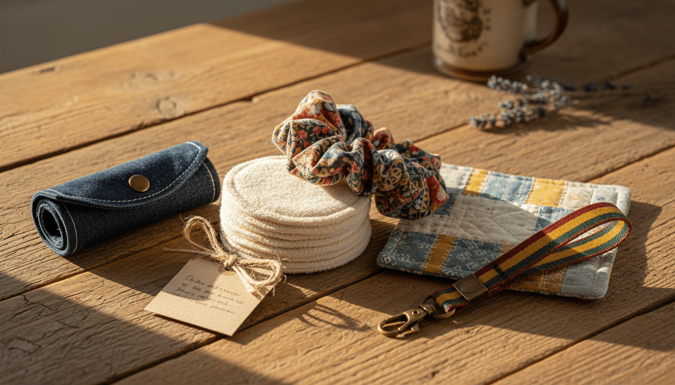 Lot d'objets cousus à partir de chutes de tissu prêts à offrir