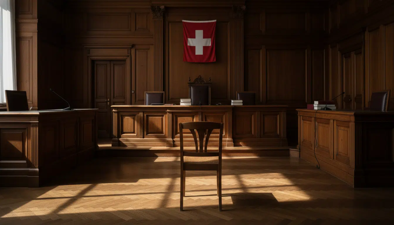 Siège vide de l'accusé au tribunal de Lucerne