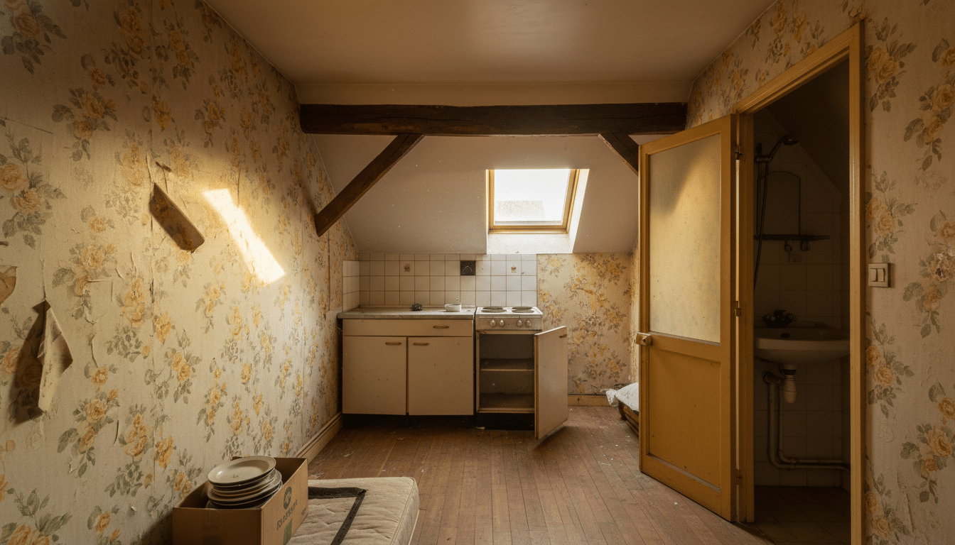 Chambre de bonne parisienne de 19 m² avant rénovation