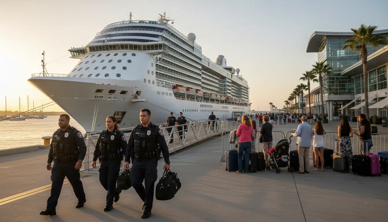 Terminal de croisière de San Diego avec agents fédéraux