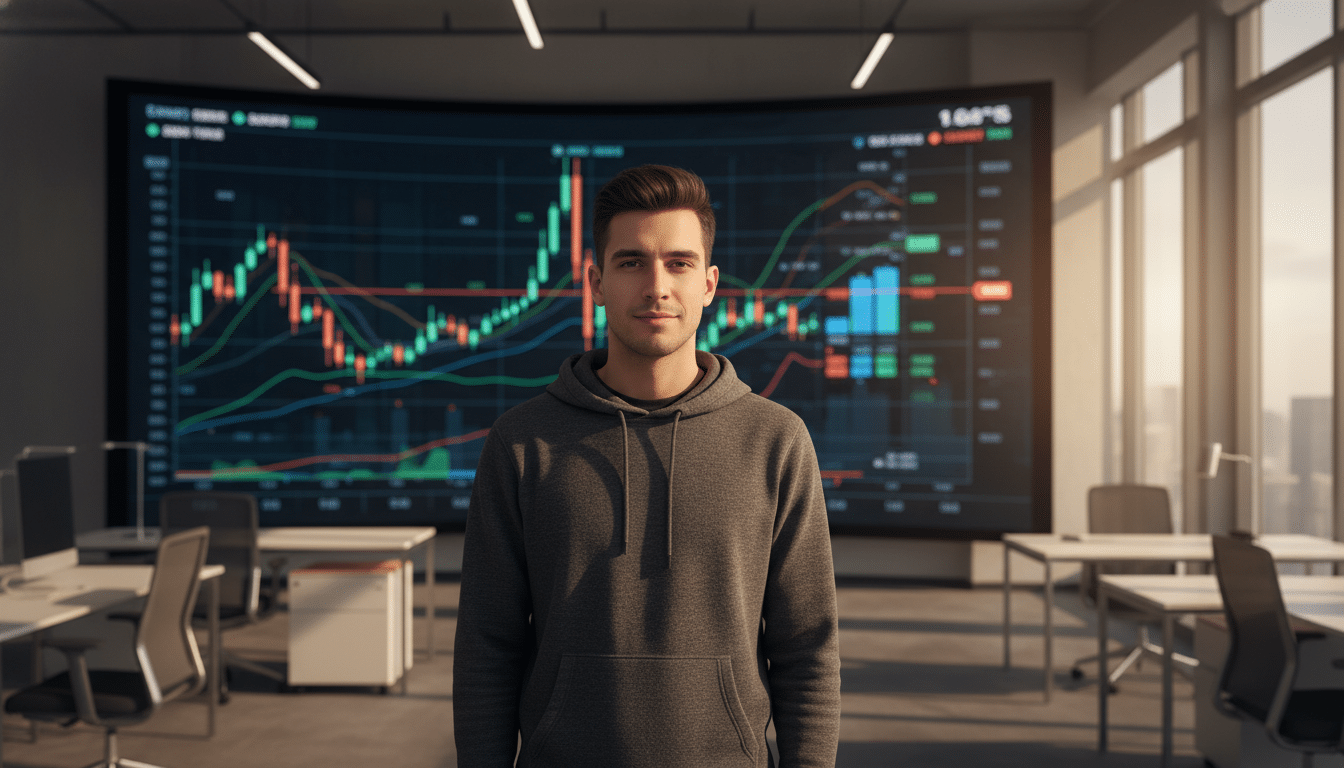 Shayne Coplan fondateur de Polymarket devant des écrans financiers