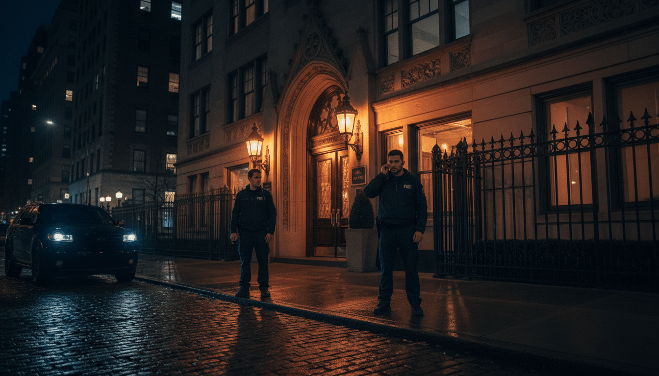 Agents du FBI devant un immeuble résidentiel à Manhattan