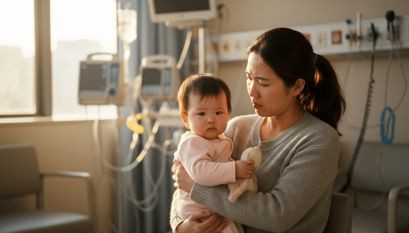 Mère tenant son bébé dans un hôpital