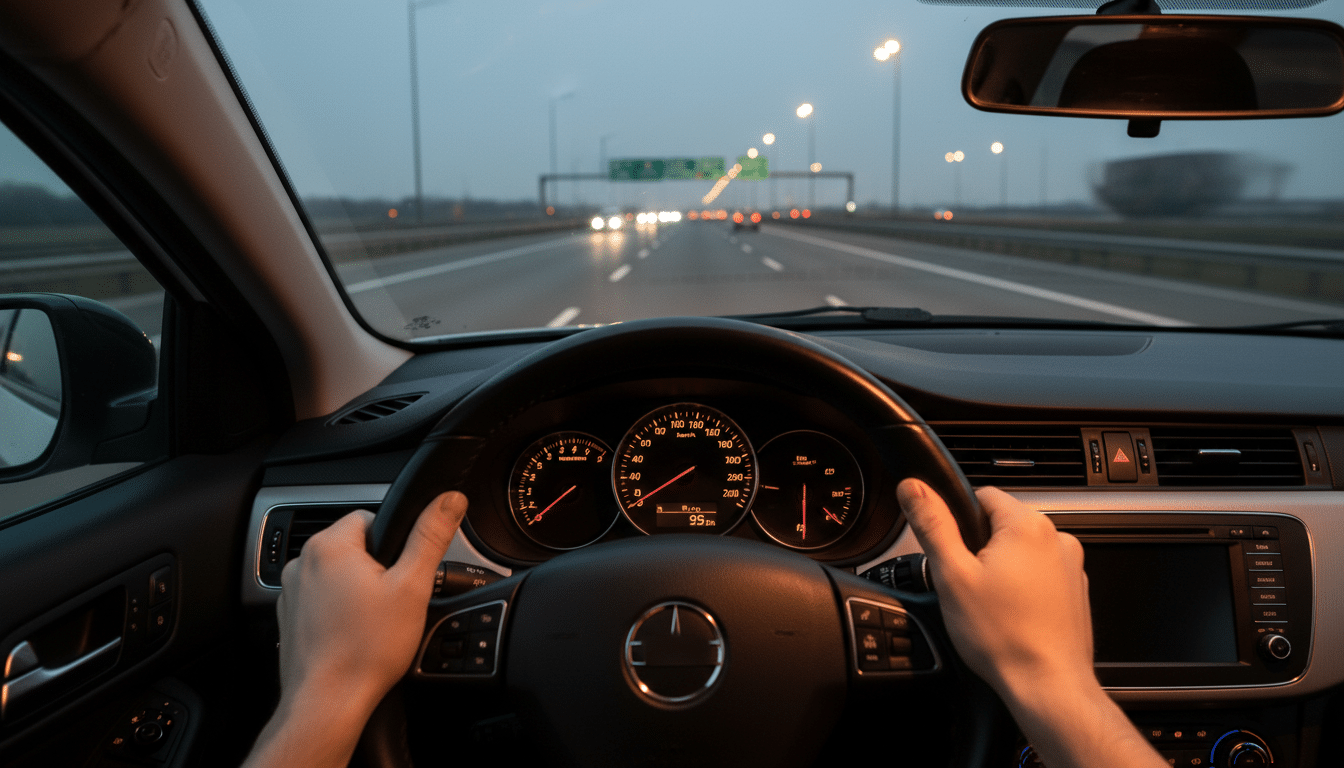 Compteur de vitesse affichant 95 km/h sur autoroute