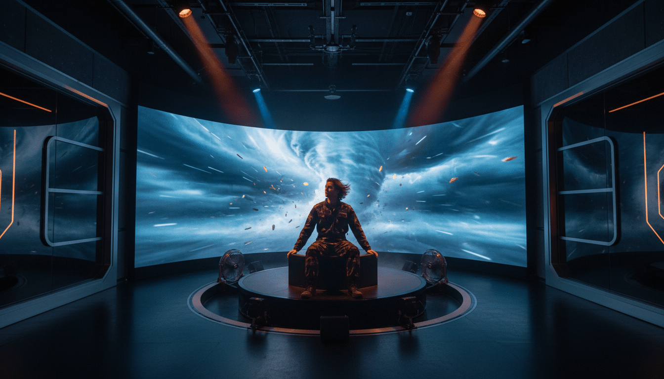 Attraction Chasseurs de Tornades au Futuroscope avec écran LED géant