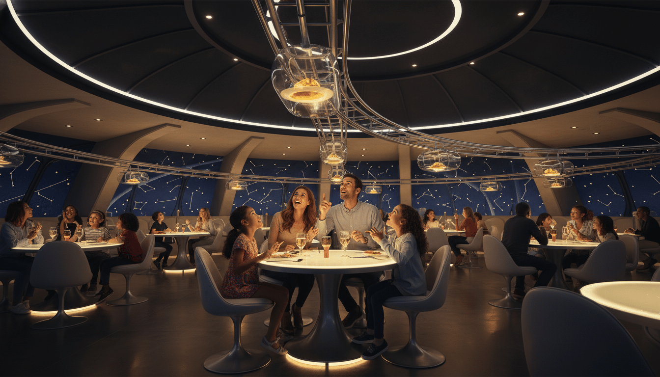 Restaurant Space Loop du Futuroscope avec plats sur rails
