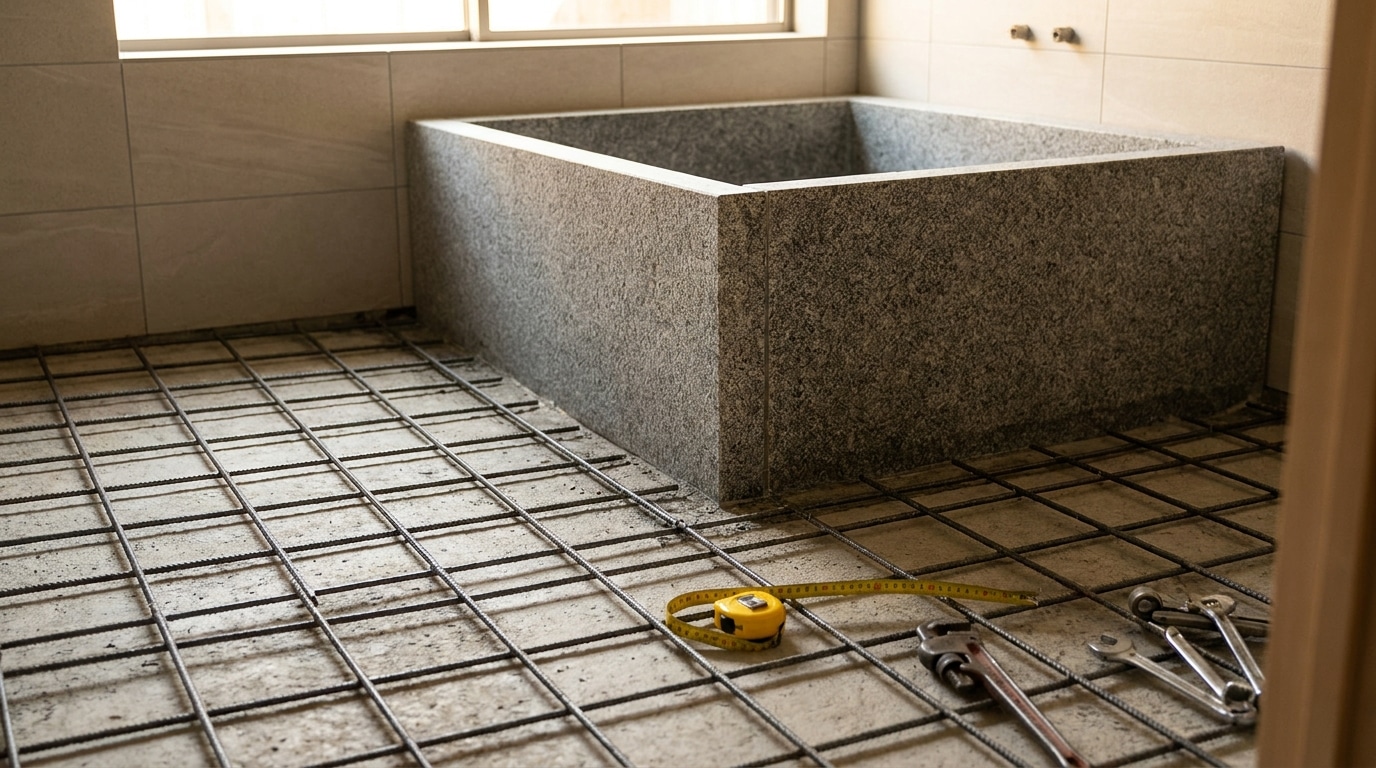 Vérification du sol avant installation d'un bain profond