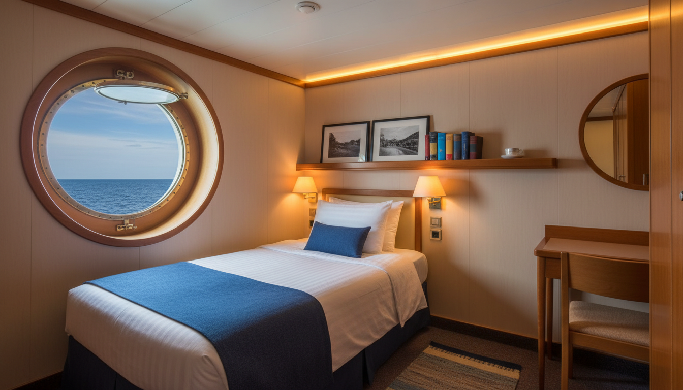 Intérieur d'une cabine résidentielle sur un navire de croisière
