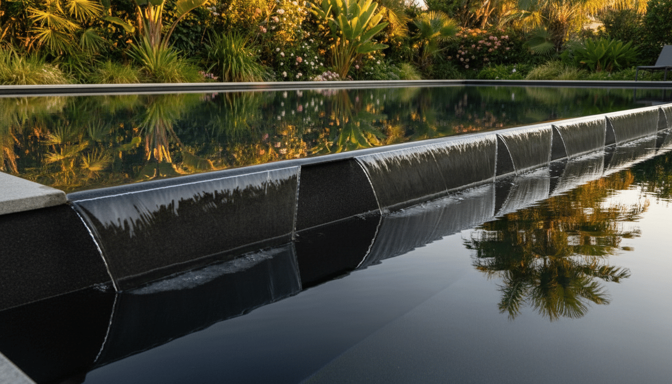 Système de débordement périphérique d'une piscine miroir