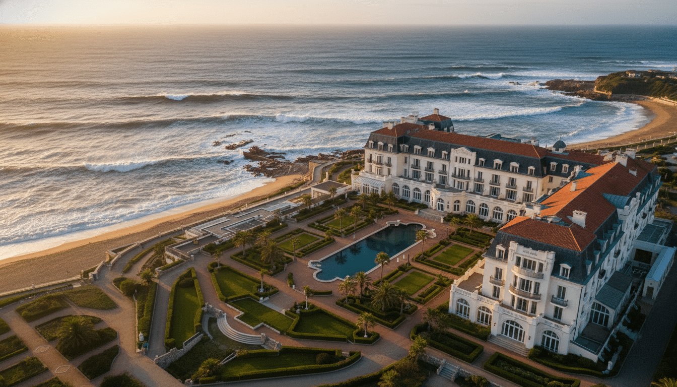Hôtel de luxe sur la côte atlantique française au coucher du soleil