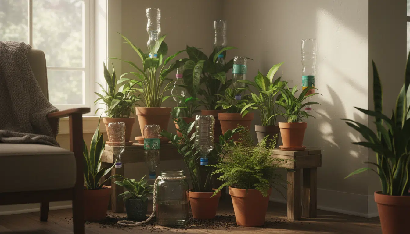Système d'arrosage autonome récup avec bouteilles et bocal