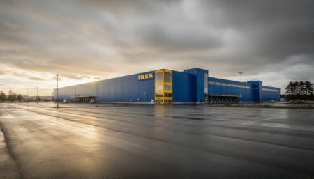 Grand magasin Ikea vide en Suède avec parking désert