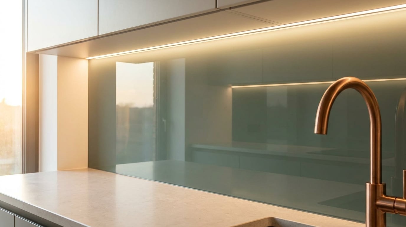 Panneau de verre fumé sans joints éclairé par des LED de cuisine