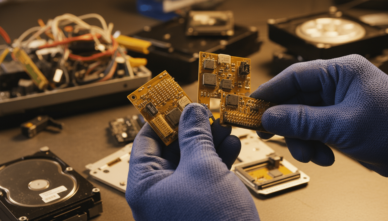 Carte mère électronique avec composants dorés visibles