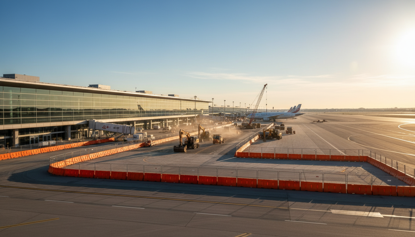 Travaux sur la piste de l'aéroport d'Orly