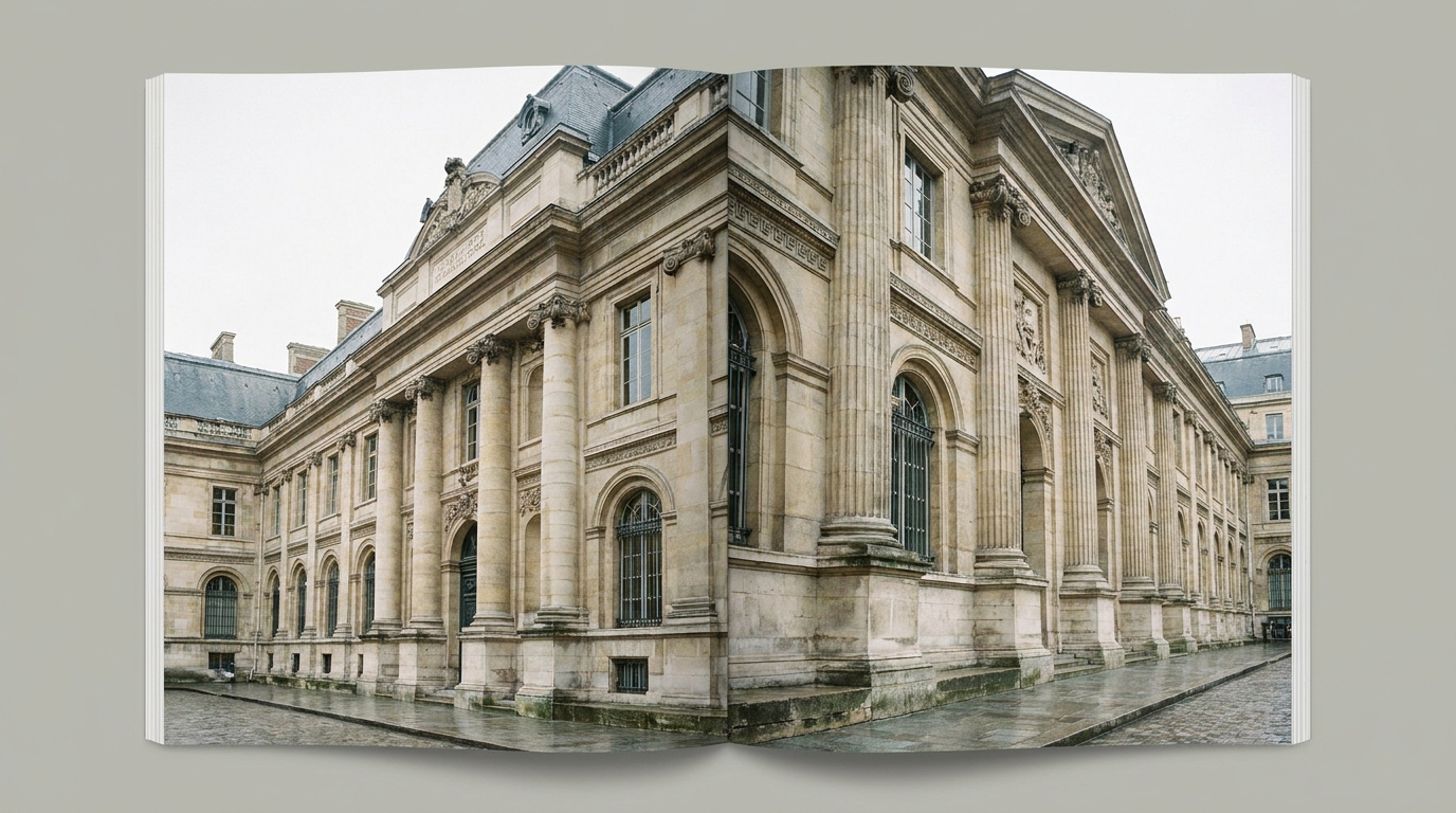 Façade d'un palais de justice français en pierre