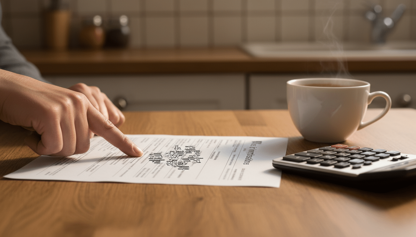 Avis d'imposition posé sur une table avec calculatrice