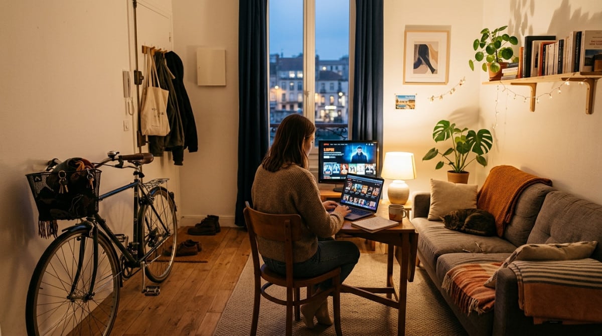 Appartement modeste de Romain à Limoges avec vélo et ordinateur