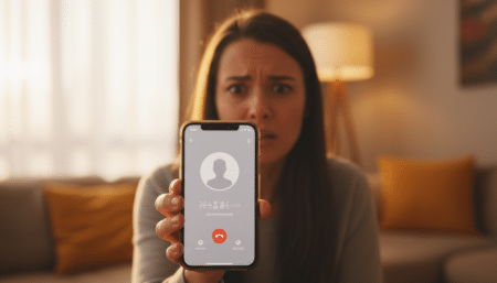 Personne inquiète recevant un appel inconnu sur son téléphone