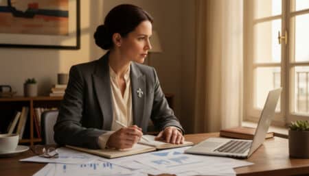 Assistante de direction femme bureau budget mensuel