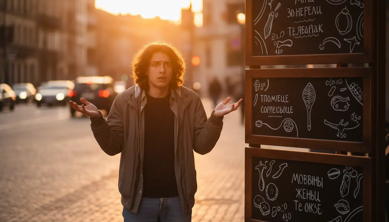 Personne indécise devant un menu de restaurant