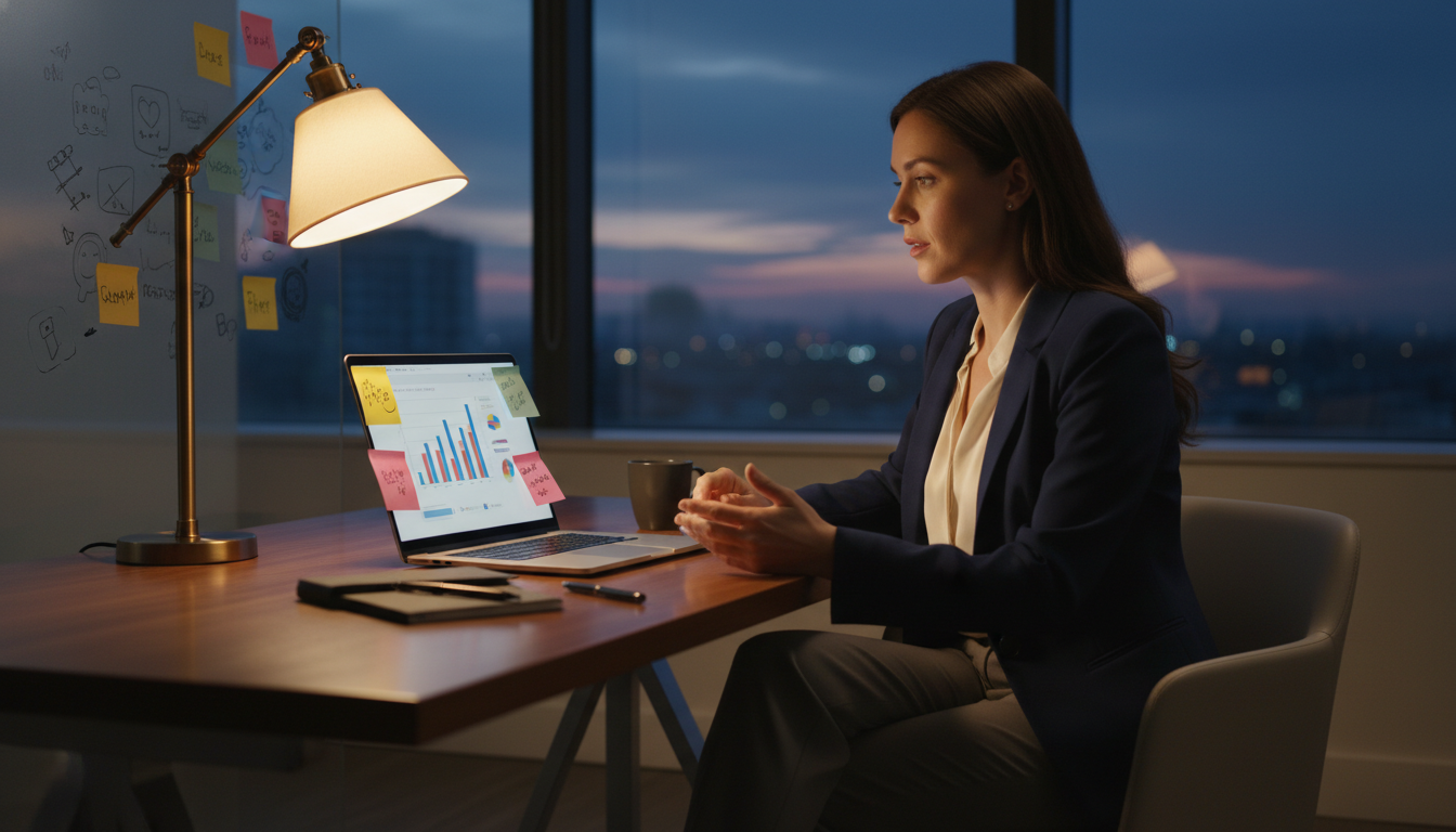 Femme préparant sa négociation salariale à son bureau