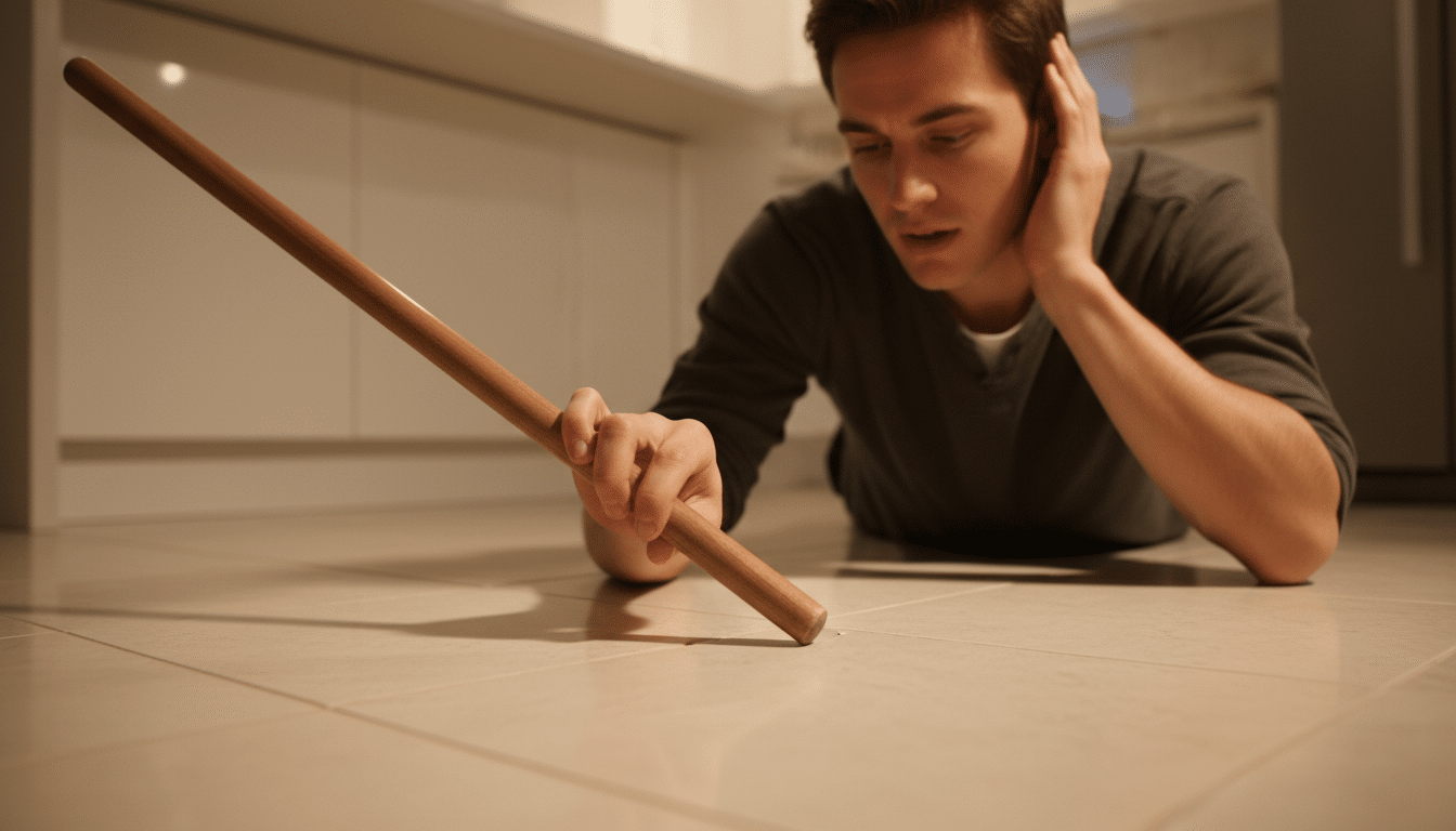 Personne tapotant un carreau pour détecter un son creux