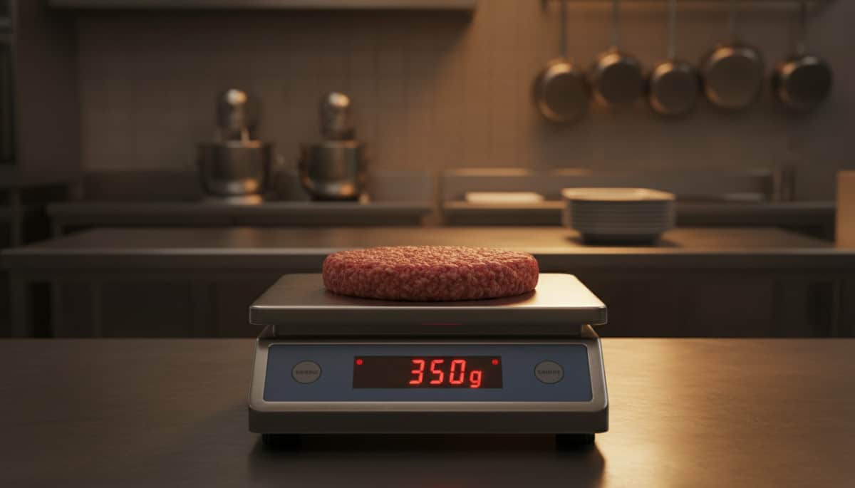 Balance de cuisine pesant un steak cru avec précision