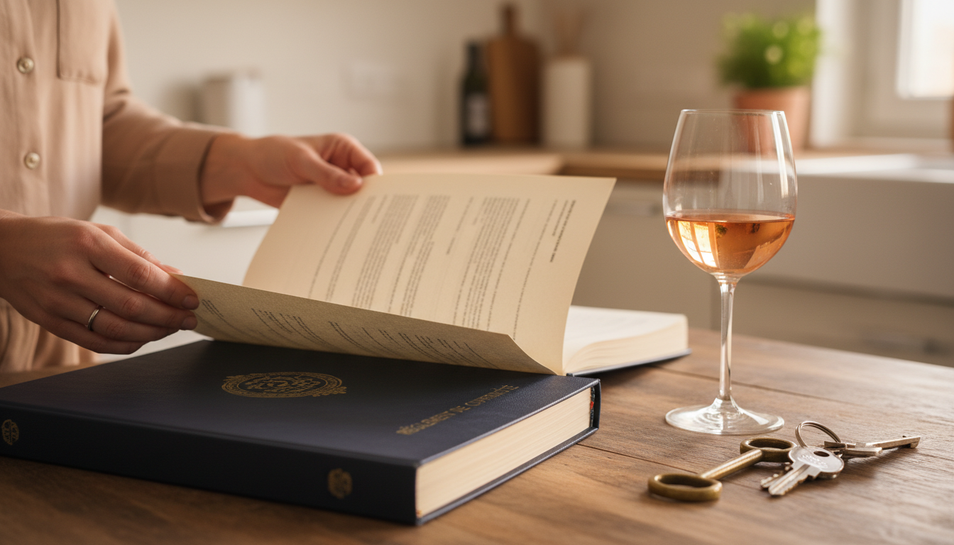 Règlement de copropriété consulté sur une table