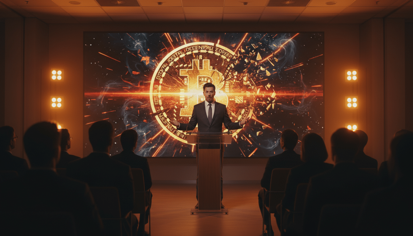 Michael Saylor annonçant la vente de bitcoins par Strategy