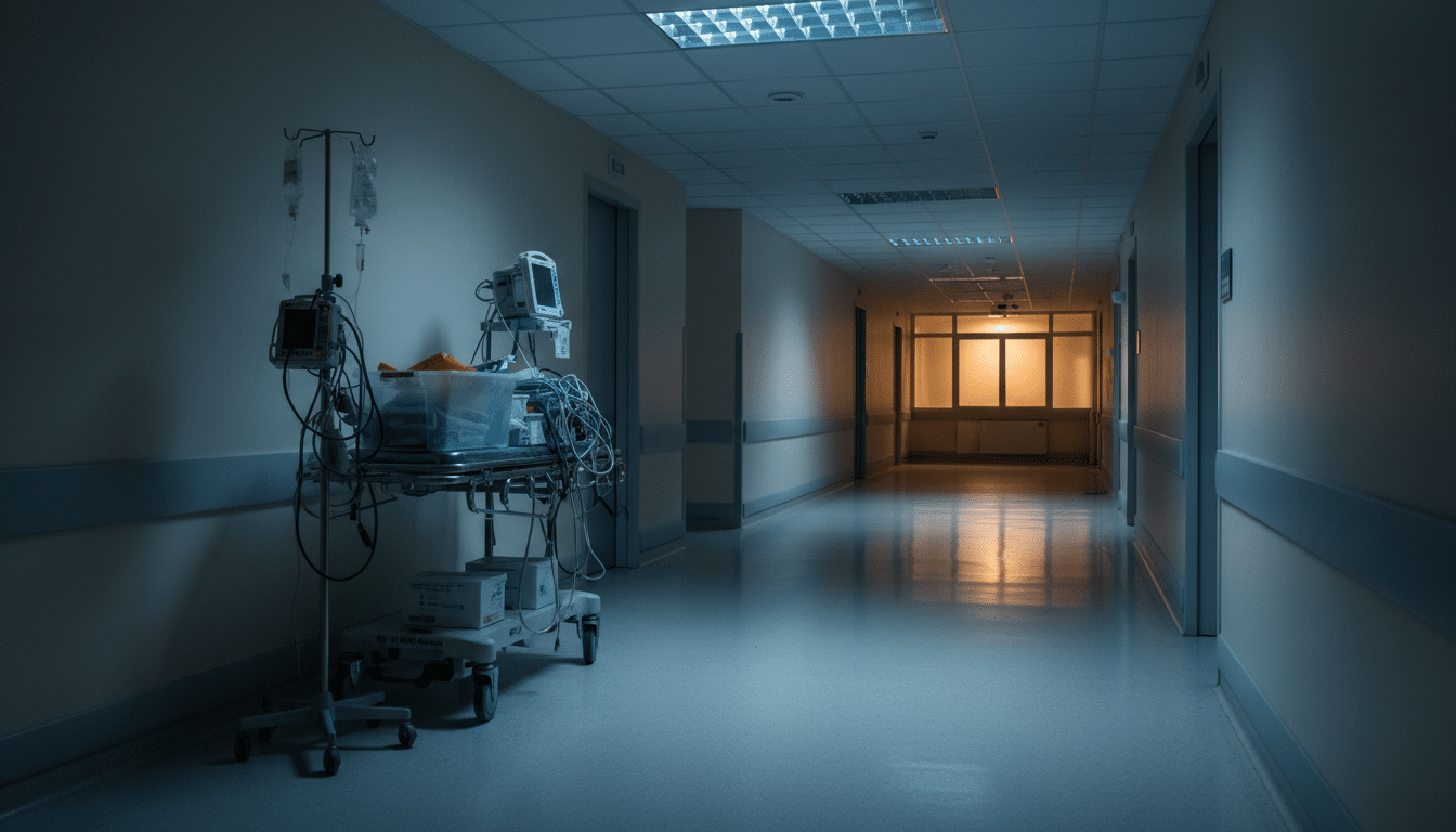 Couloir d'urgences d'un hôpital la nuit